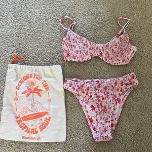 Blackbough Pink and White Bikini Set